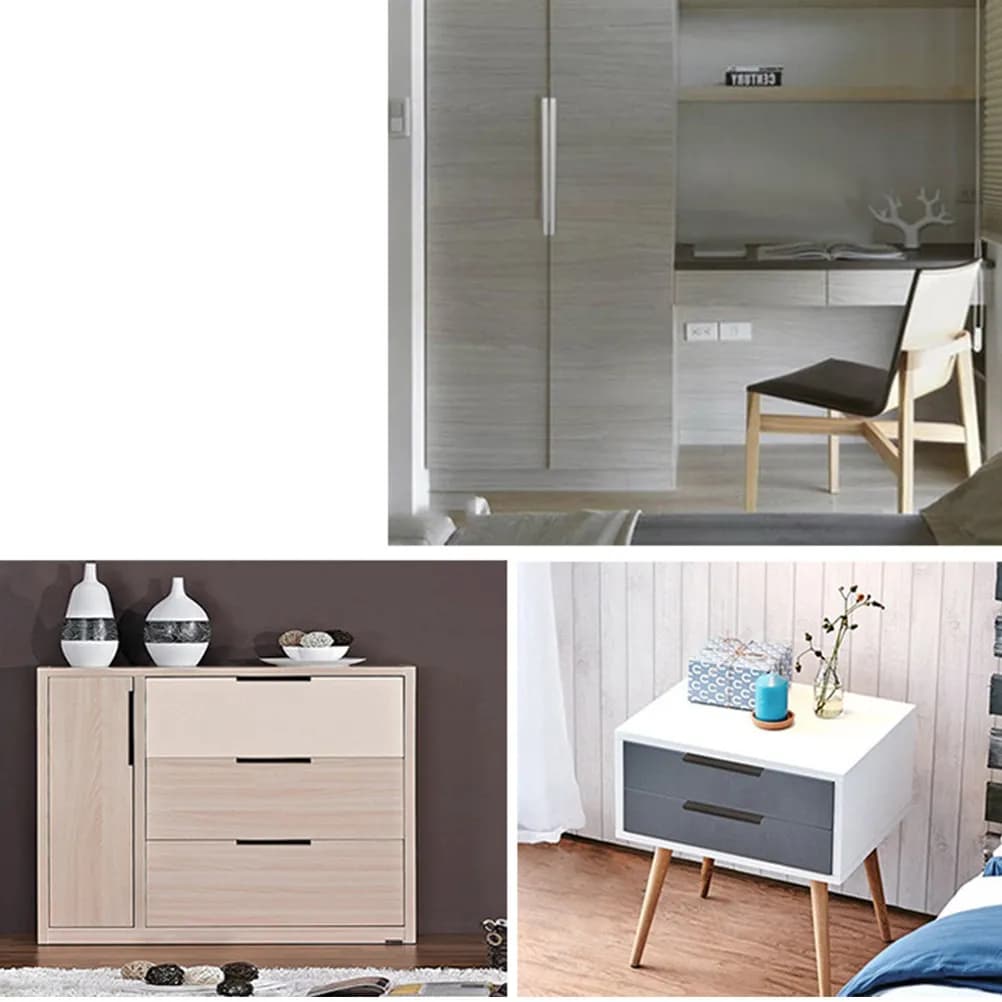 Set di 3 Maniglie Nascoste Moderne e Semplici da 150 mm, a Forma di T, per Armadi, Cassetti e Cucina, Maniglie Lunghe per Mobili e Credenze, Colore Nero