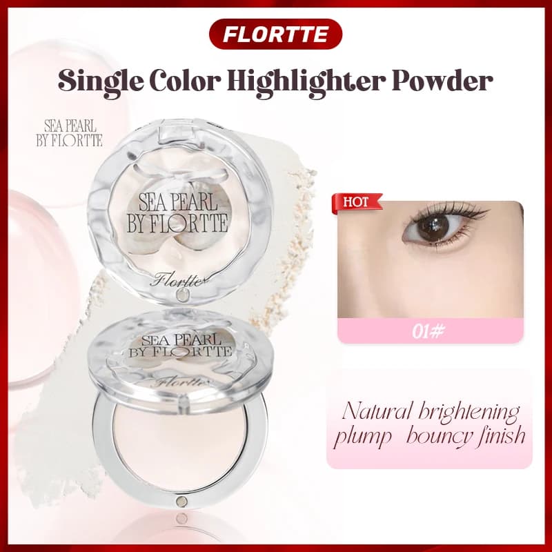 FLORTTE Illuminante in Polvere Singolo, Effetto Naturale Trasparente e Luminoso, Illumina il Tono della Pelle e Crea un Trucco 3D