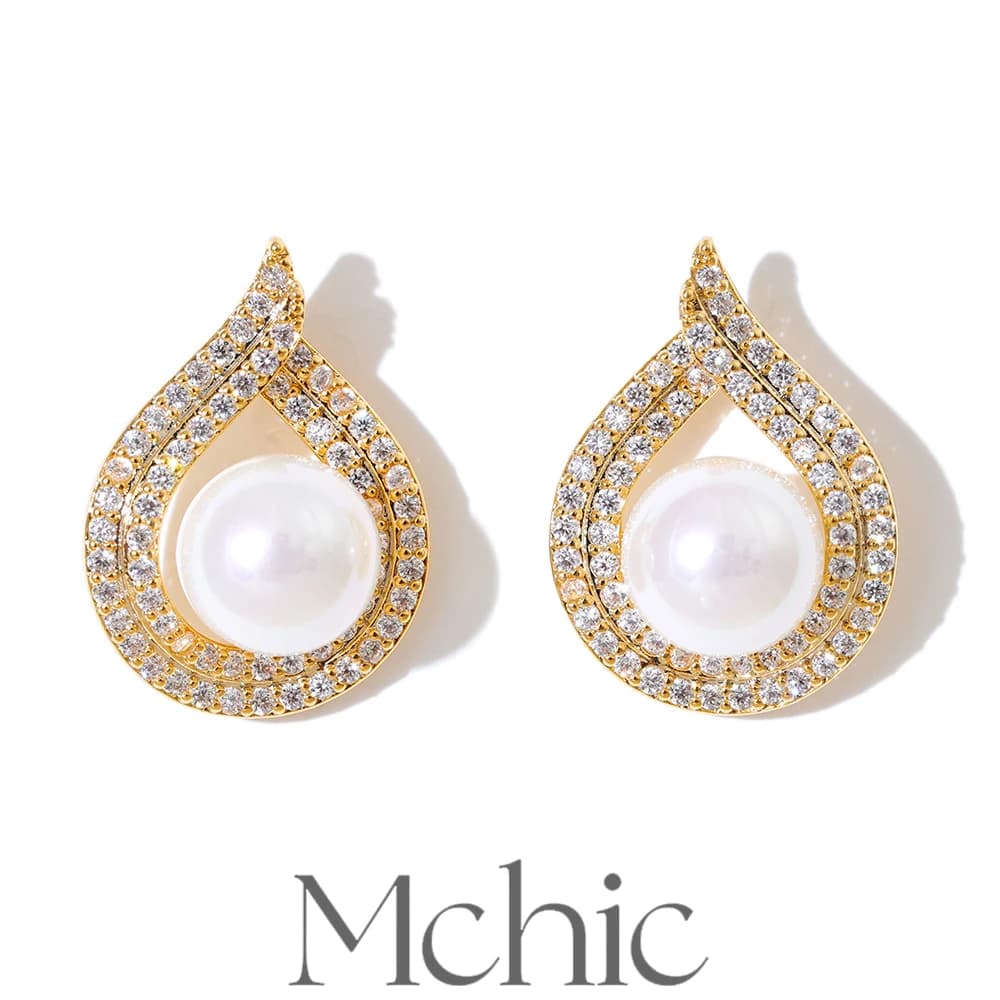 Mchic Perle simulate Zirconia Orecchini a goccia d'acqua Ipoallergenici Eleganti gioielli chic Regalo all'ingrosso