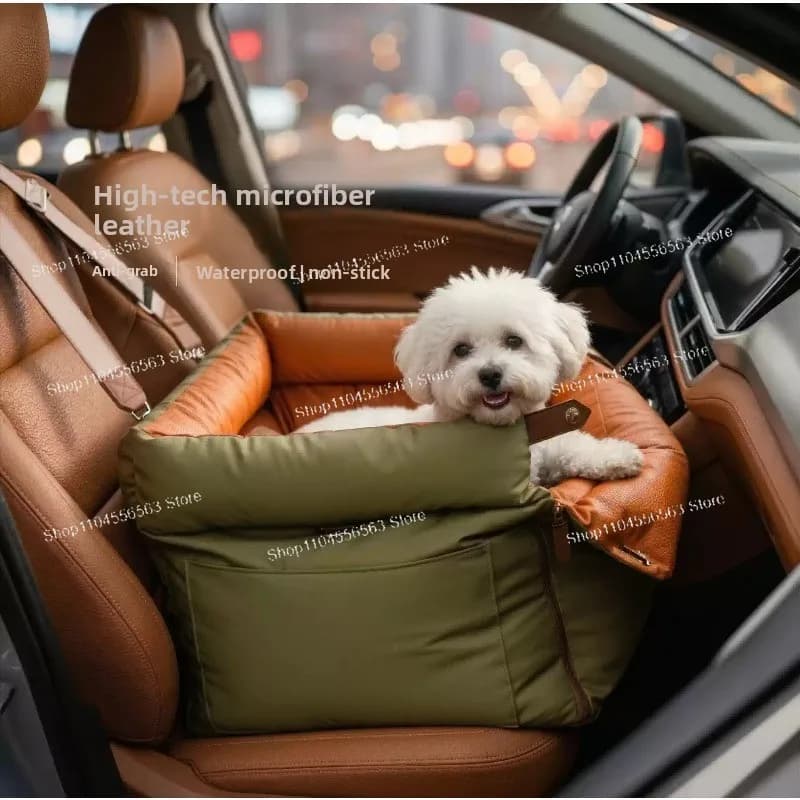 Un must per i viaggi con gli animali domestici! Cuccia per auto di lusso in similpelle/lettiera per gatti - seggiolino di sicurezza per auto