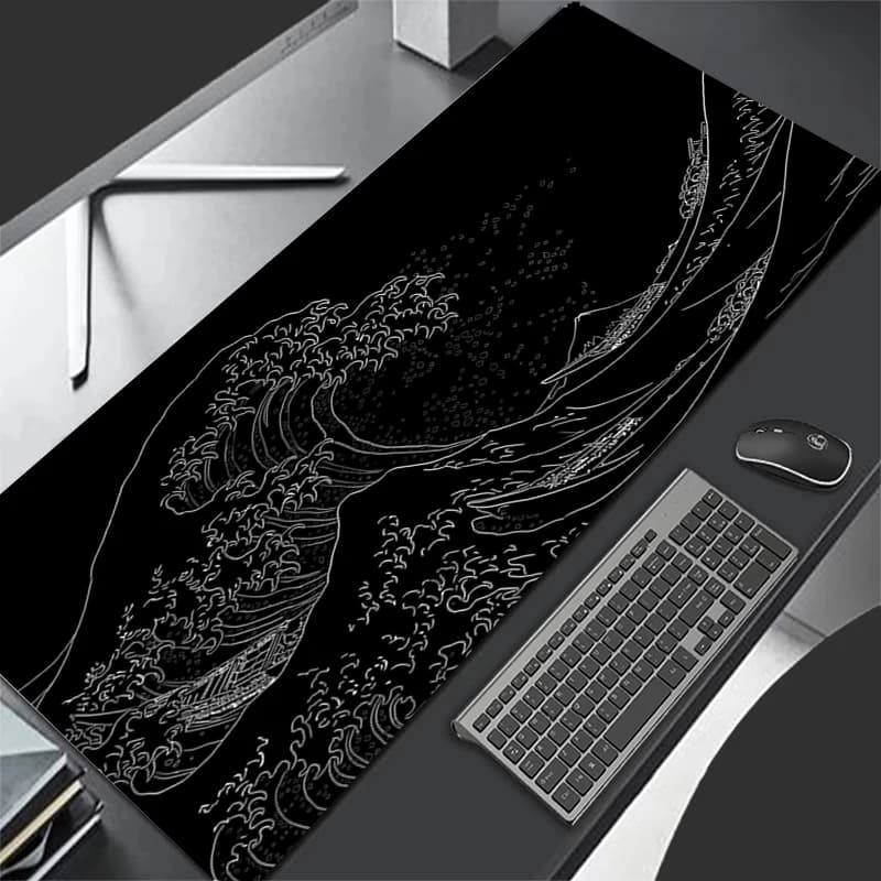 Mousepad Computer XL tappetini per Mouse tappetino per tastiera tappetino per Mouse giappone Black Sea Wave Gamer tappetino per ufficio morbido tappetino per Mouse da tavolo