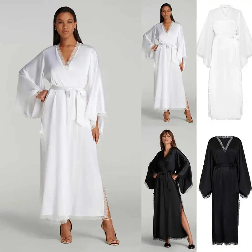 Elegante abito da sposa e camicia da notte Abiti a maniche lunghe divisi Servizio fotografico Indumenti da notte Accappatoio Prom Pigiama da damigella d'onore Realizzato su misura