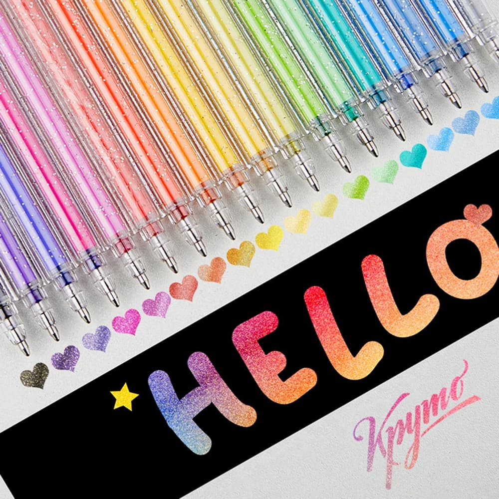 8/12/24/36/48 Colori Penne gel metalliche 1,0 mm Asciugatura rapida Pennarelli in gel glitterati per Cartoncino Diario Disegno Marcatura Colorazione Arte fai da te