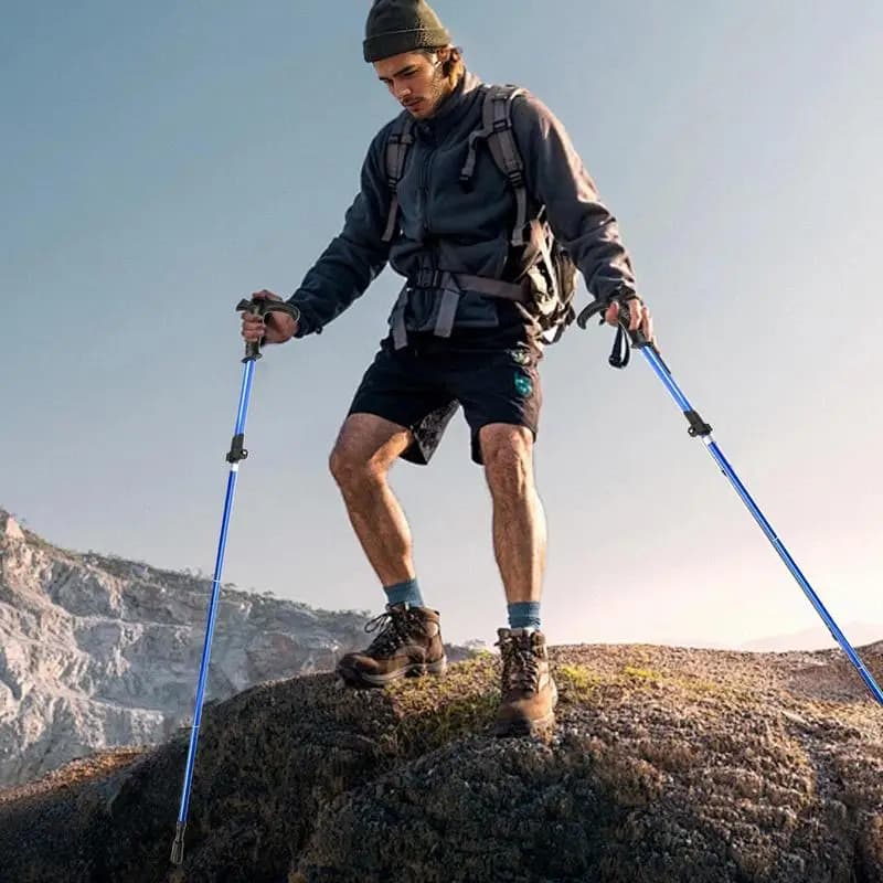 Bastoncini da trekking per escursionismo Bastoncini da trekking Bastone pieghevole in lega di alluminio Attrezzatura da zaino leggera per uomini anziani