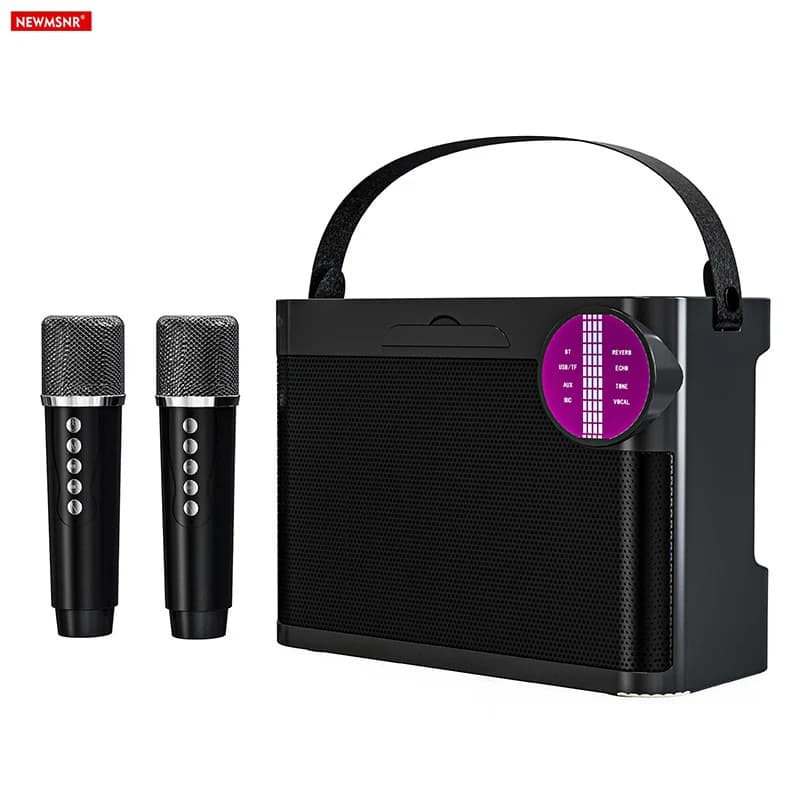 Altoparlante portatile Bluetooth senza fili con luci RGB potenti da 10 W con 2 microfoni Surround Sound Bass Home Karaoke Subwoofer Boombox