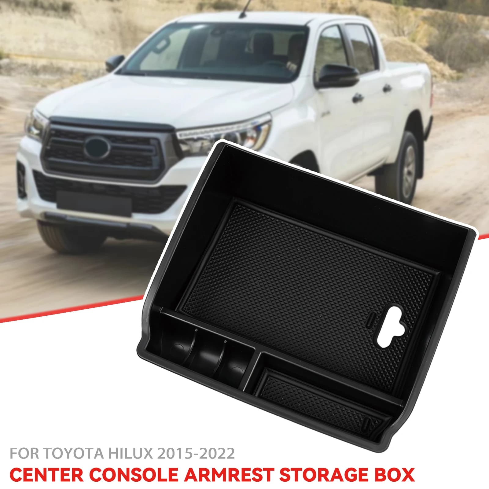 Per Toyota Hilux 2015-2019 2020 2021 2024 Auto Bracciolo Centrale Scatola di Immagazzinaggio Console Centrale Organizer Vassoio Contenitore Pallet Titolare