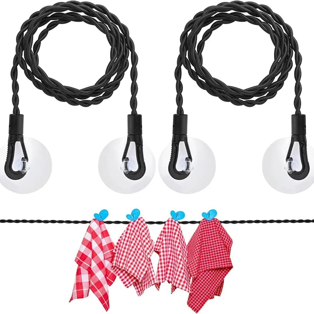 Retractable Clothesline Suction Cup Hook Design Indoor Outdoor Clothesline Multifunctional Portable Rope No Drill Clothes Line