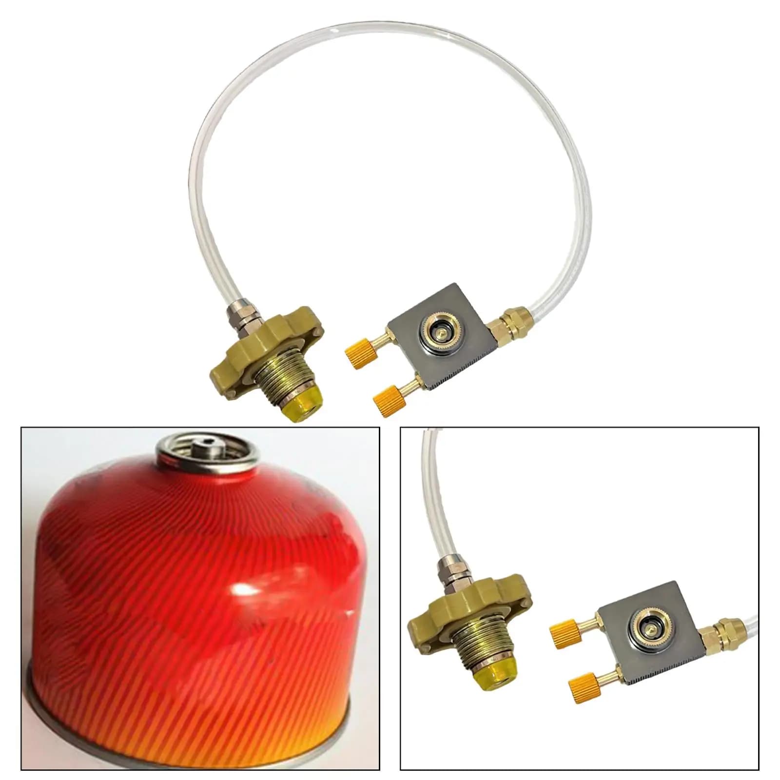 Portable Gas Adapter Hose Flat Tank Refill Propane Cylinder Inflation Valve for Picnic Fishing Cooking
