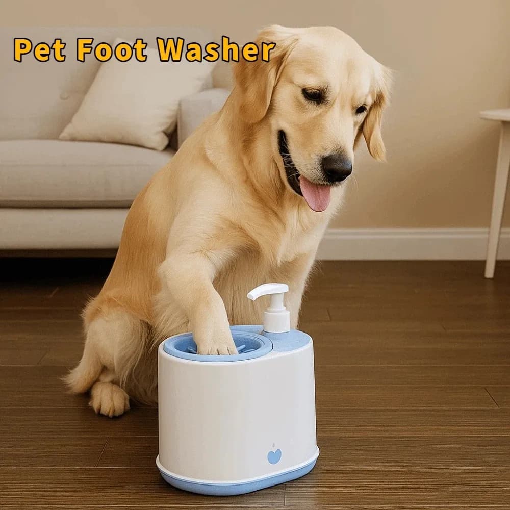 Lavapiedi automatico 2 in 1 per animali domestici Detergente elettrico per zampe di cani in silicone staccabile Lavare rapidamente con dispenser di sapone