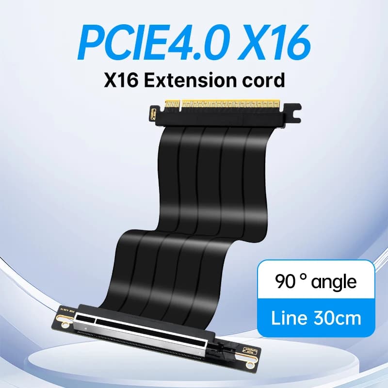 Cavo di prolunga FENVI PCIE 4.0 Nero 90 ° Cavo di prolunga per scheda video con cavo riser GPU X16 flessibile ad alta velocità angolare