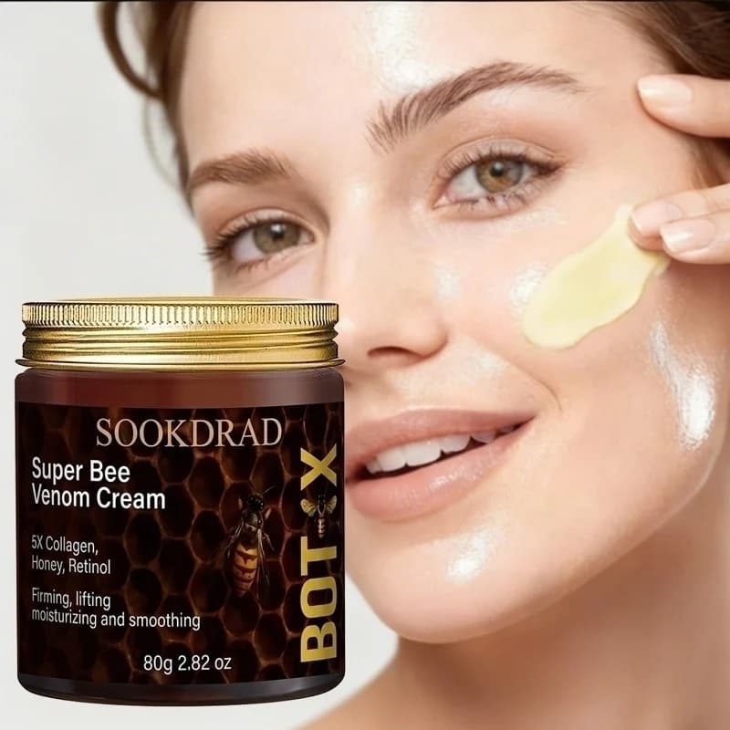 Crema al Veleno d'Api Super, 5X Collagene, Miele, Retinolo, Rassodante, Lifting, Idratante, Levigante, Viso e Collo, Per Uso Quotidiano, 80g/2.82oz, Delicata
