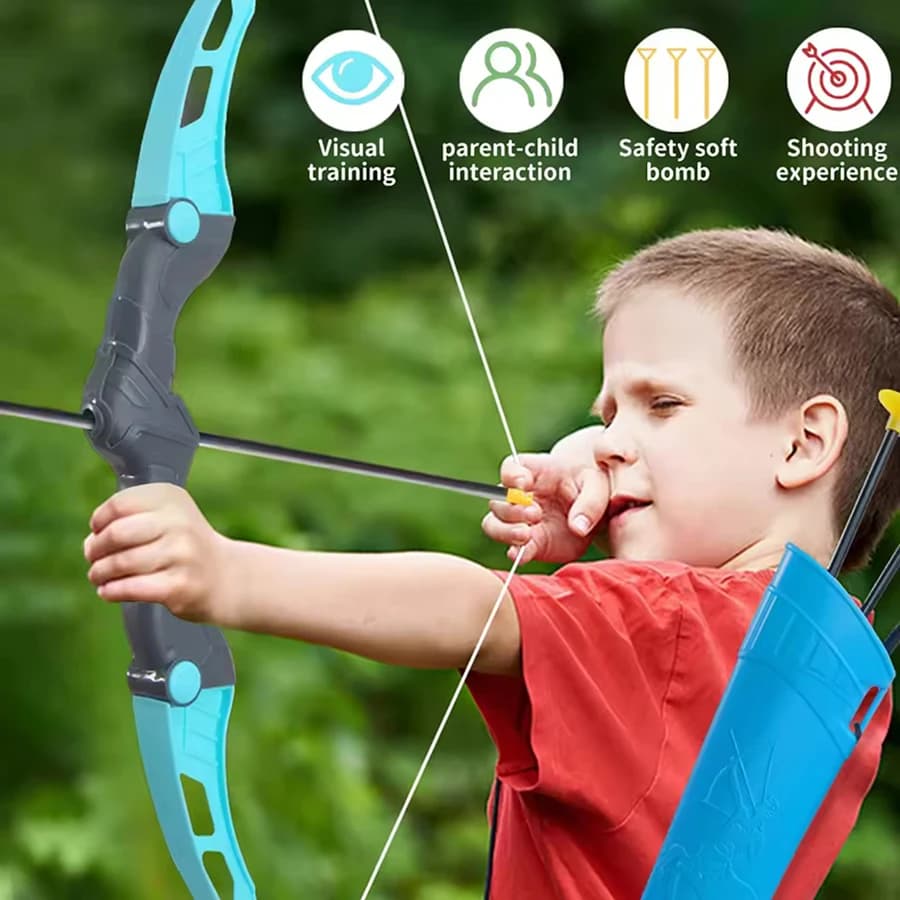1pc52cm Arco e freccia Giocattolo per bambini Giocattolo per esercitazioni di tiro all'aperto con bersaglio Multigiocatore Competizione Sport Regalo di compleanno per bambini