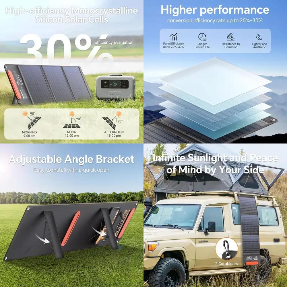 Pannello solare portatile da 60W con USB 15V e DC 18V, impermeabile IP65, borsa leggera per il trasporto, ideale per caricare dispositivi all'aperto