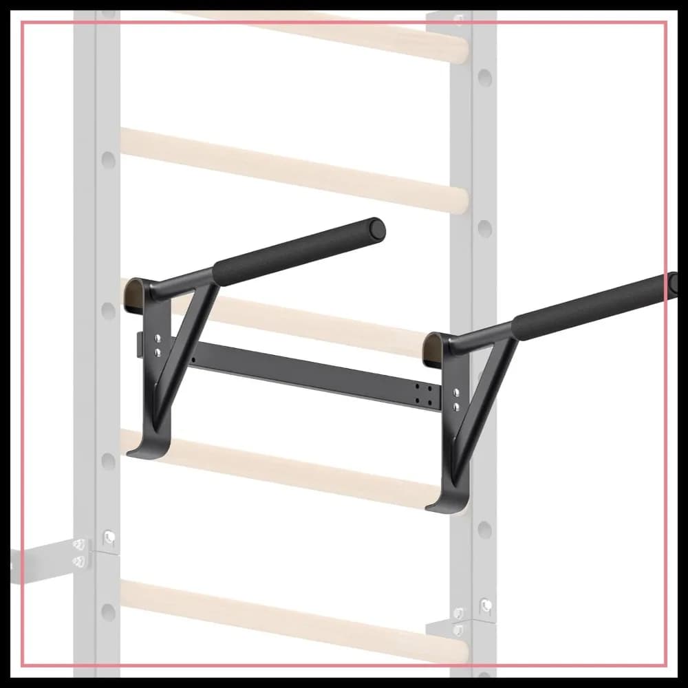 Barra per Ginnastica da Parete - Scala Svedese 2x2 con 1 Foro, Barra per Trazioni, Trainer a Sospensione, Impugnature in Legno Massiccio per Palestra Domestica