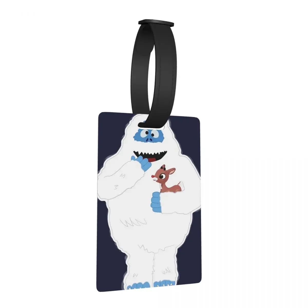Pupazzo di neve Abominable di Natale con etichette per bagagli Rudolph Valigia Porta etichette per bagagli portatili Porta etichette ID Nome Indirizzo