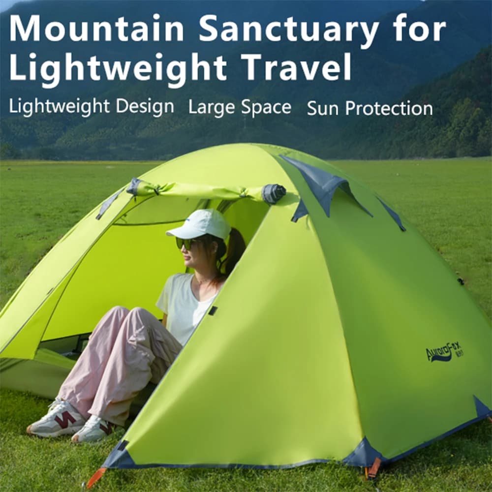 Aurora Fox Tent for 2 Persons, 4 Seasons, with Gonna, for Camping Outdoor, Double Road, Aluminum Poles, Anti Snow, Travel, Family, Ultralight, Tourist