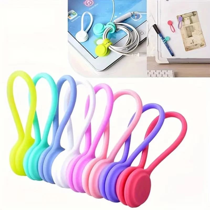 Fascette in silicone colorate riutilizzabili con forte magnete per il raggruppamento e organizzare cavi Cavi per cuffie Cavi di ricarica USB