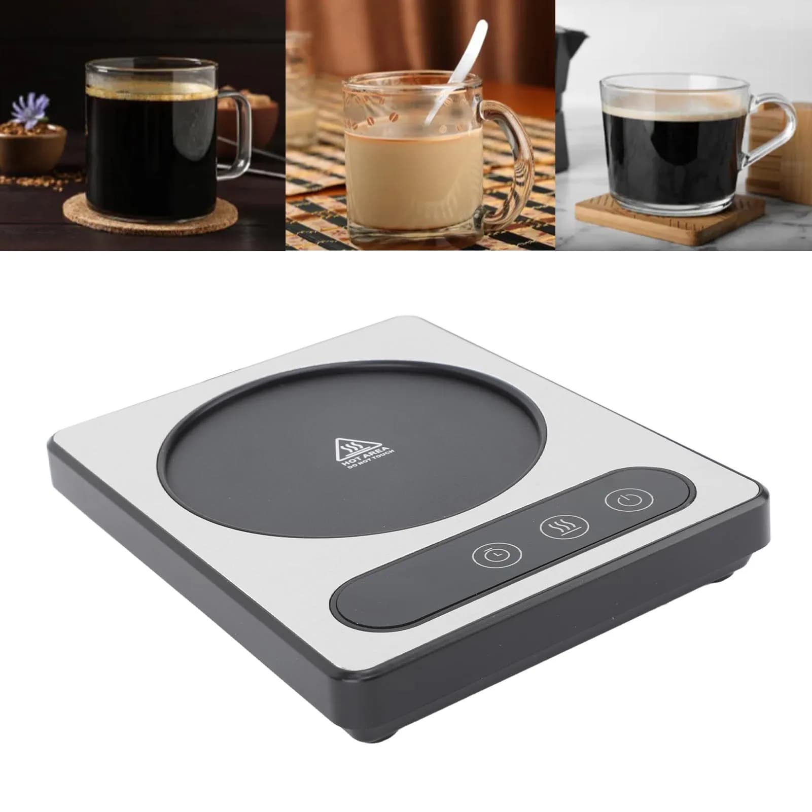 Riscaldatore per tazze da caffè 36W Touch Control 12 ore Temporizzazione Riscaldatore per tazze da caffè intelligente per caffè cioccolata calda Argento Spina UE 220V