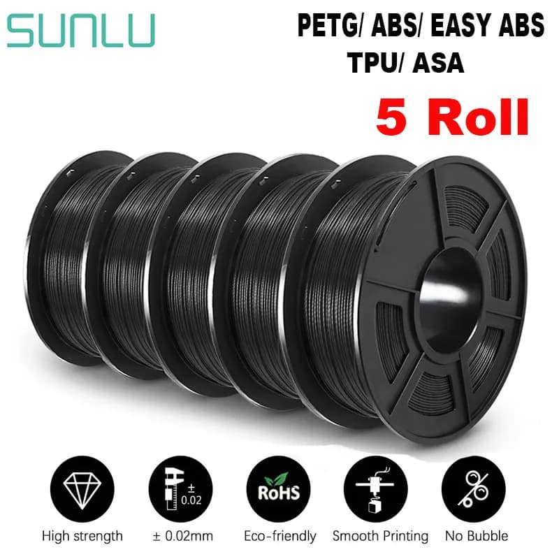 3D SUNLU PETG/EASY ABS/TPU/ASA Filamnet 1,75 mm 5 rolls 1 kg (TPU 0.5 kg/roll) 3D printer thread for 3D printer