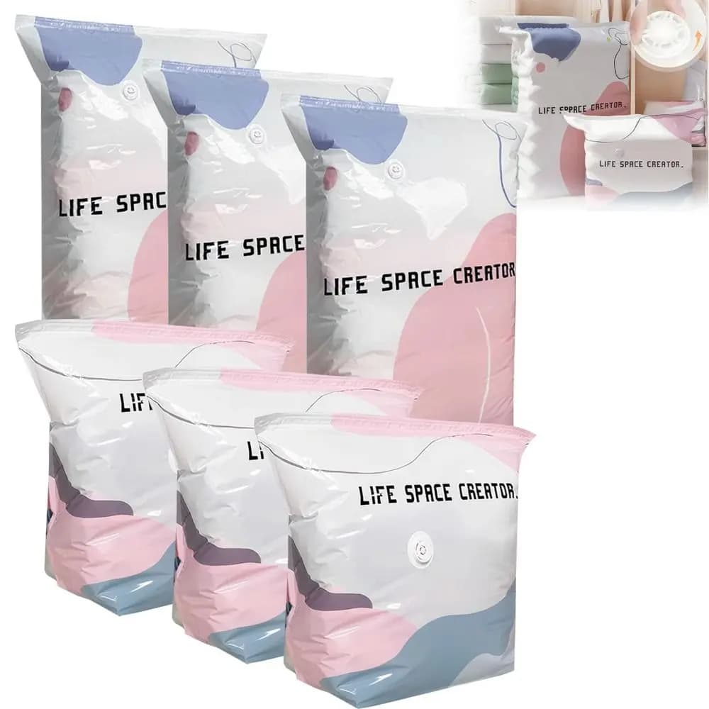Press & Seal Vacuum Storage Bags Space Saving Cube Compression Storage Compression Bag Reusable Compression Desig