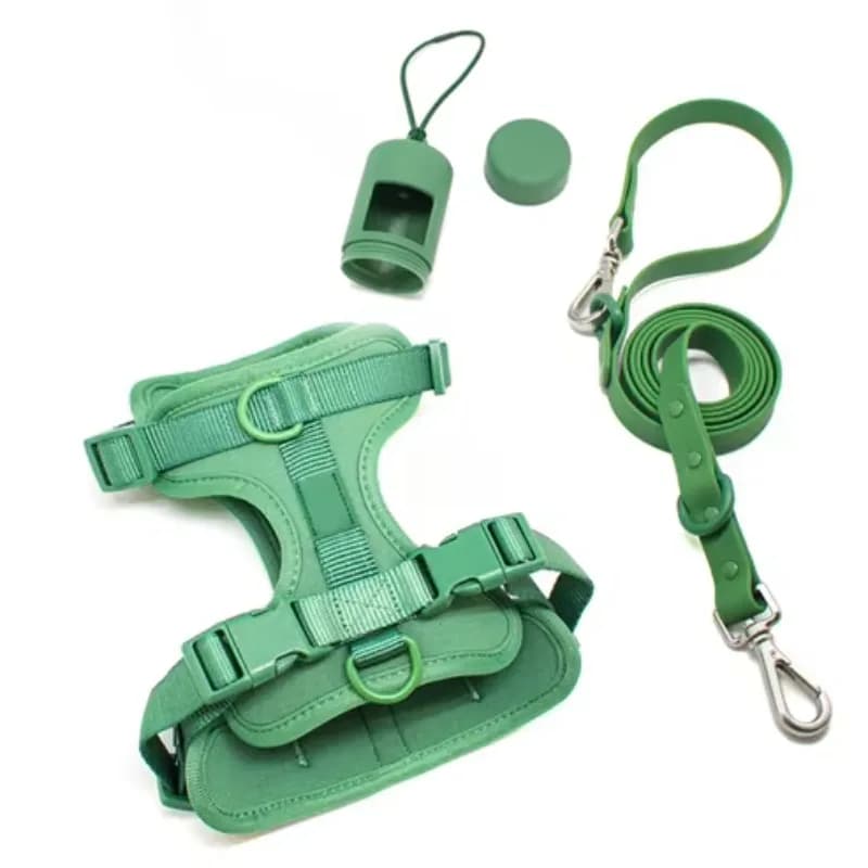 Luxury Dog Harness & Collar Leash Set PVC & Silicone Waterproof for Walking Personalized Features