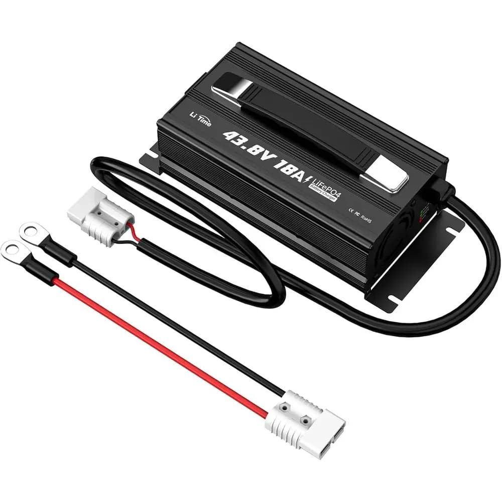 LiFePO4 Battery Charger 43.8 V 18 A 38.4 V Lithium Battery, AC-DC Intelligent Charger with Anderson 50 A Connector, LED Indicator, Mul