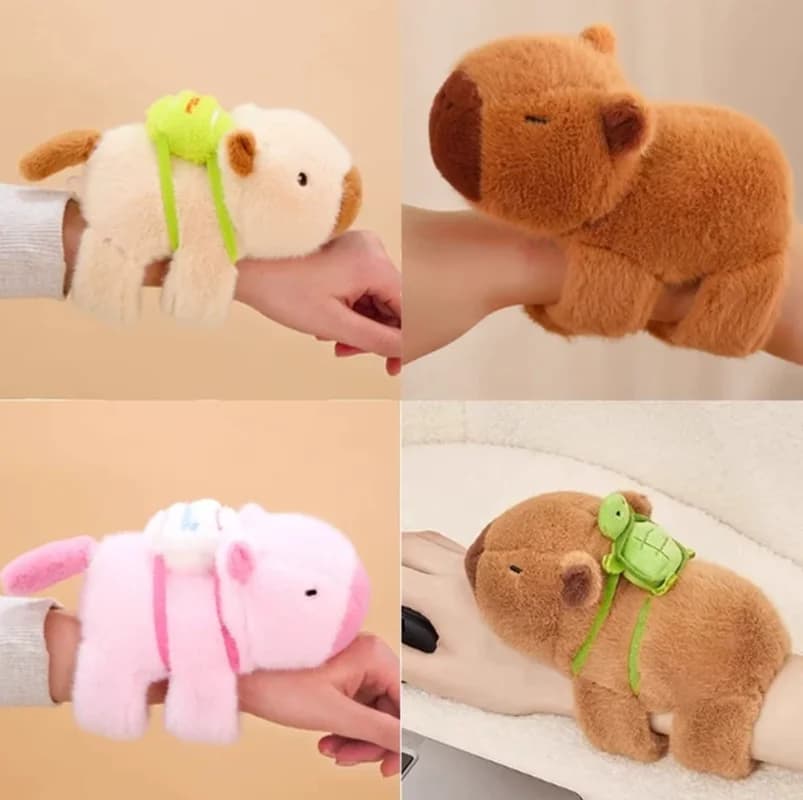 In Stock Cute Doll Bracelet Doll Panda Raccoon Capybara Plush Toy Wrist Lying Circle Decoration Surprise Gift For Girls Friends