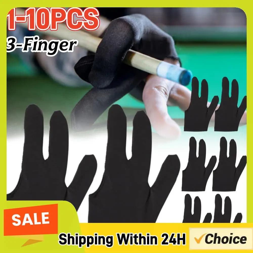 1-10PCS Three Finger Snooker Billiard Cue Glove Unisex Fabrics Left/Right Hand Open Pool Mitten Sports Accessories