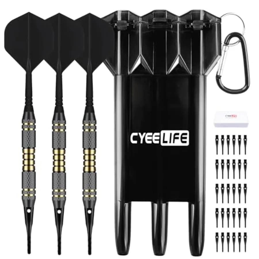 Freccette con Punta in Plastica - Set Professionale di Freccette con Punta Morbida da 18 Grammi con Custodia e 30 Punte Extra per Freccette Elettroniche B