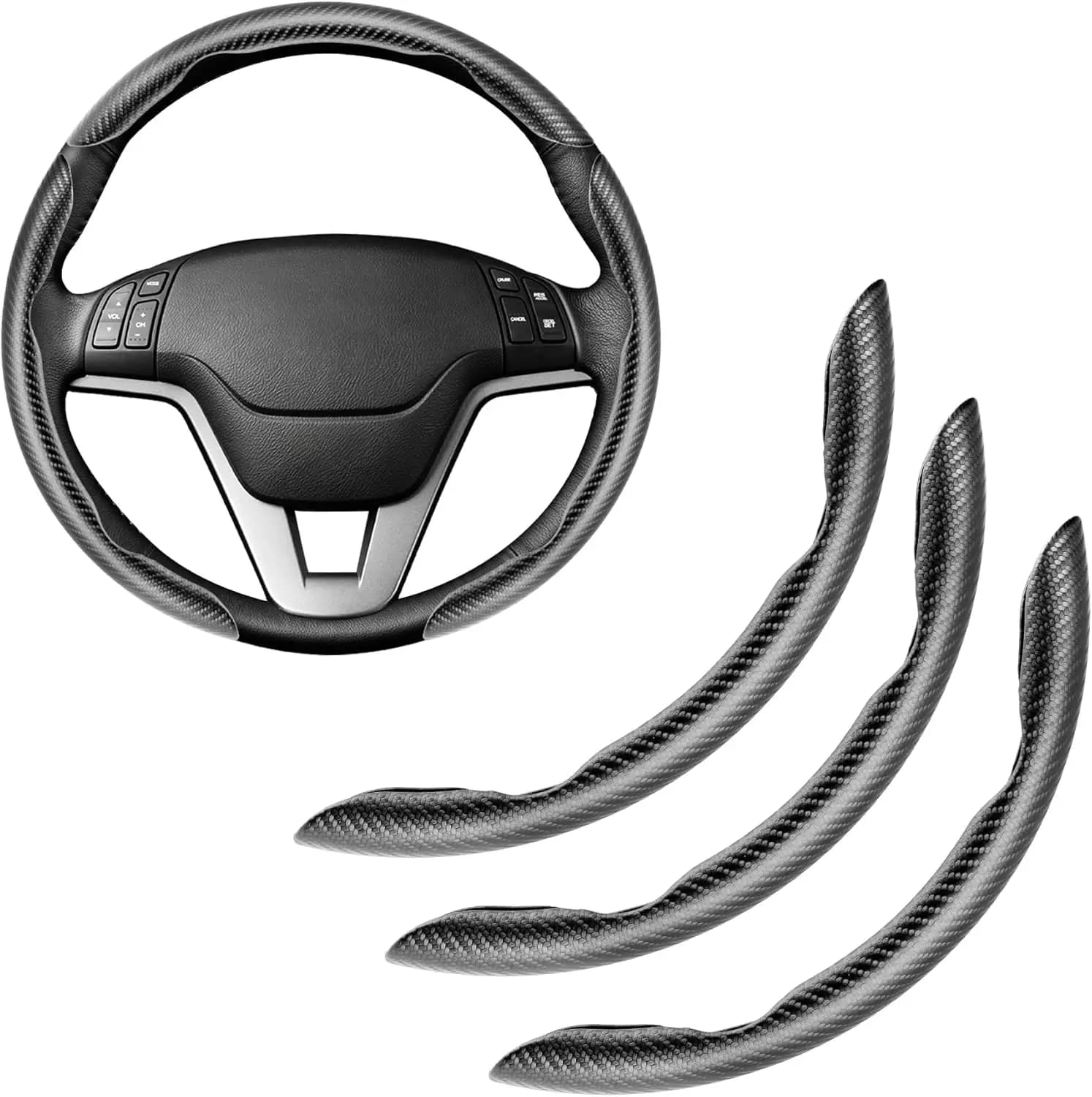 Coprivolante in Fibra di Carbonio Antiscivolo a 3 Pezzi, Design a Farfalla Impermeabile, Adattabile Universalmente alla Maggior Parte delle Auto, Nero