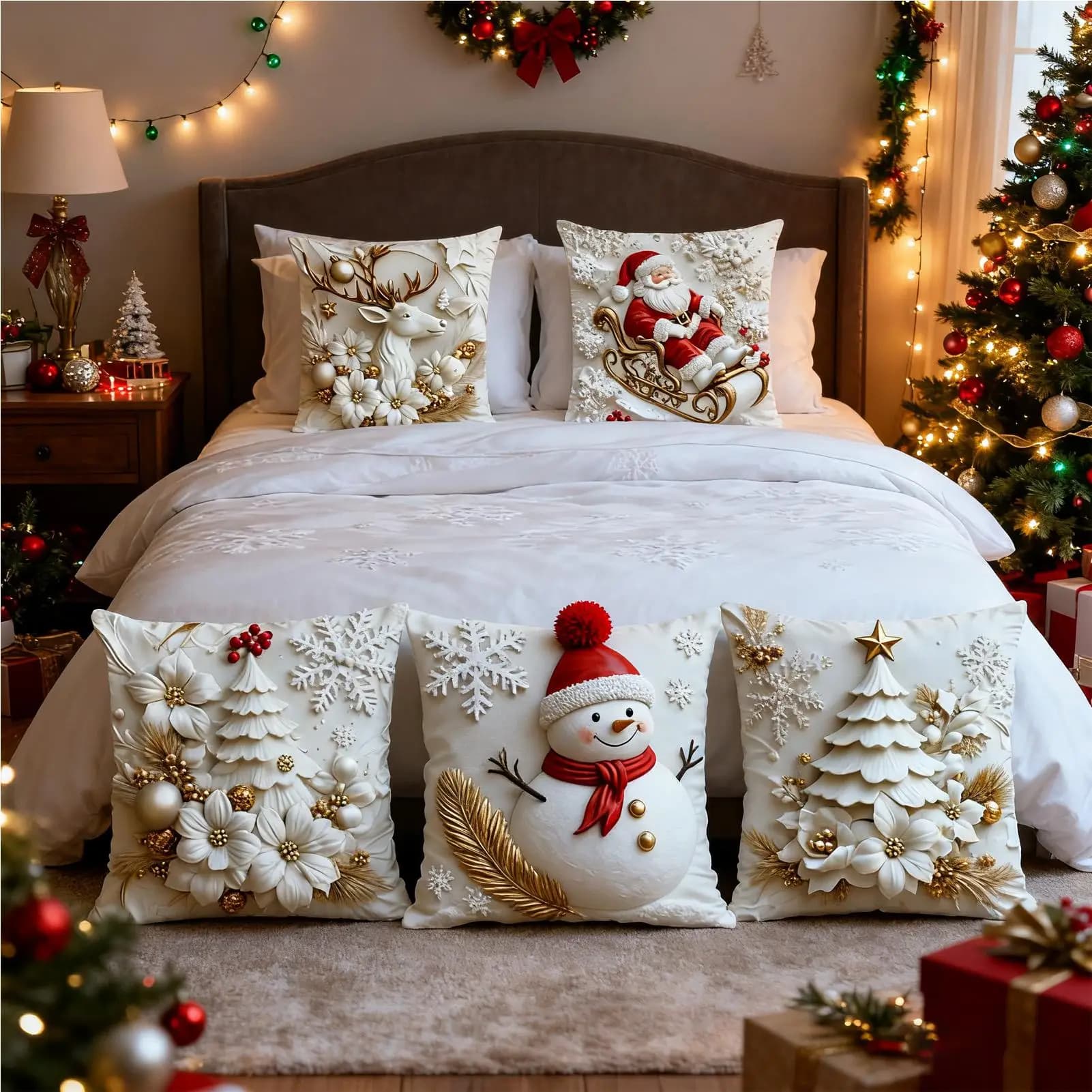 Christmas Pillow Covers Cute Modern Christmas 18x18inch Pillow Covers For Home Room Bedroom Living Couch Sofa Bed Patio Porch
