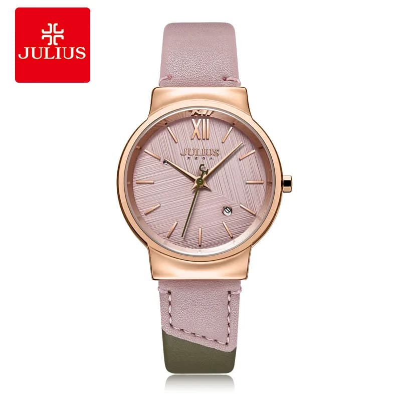JULIUS JA-1181 Women's Leather Strap With Color Contrast Quartz Wrist Watch With Dropshipping Box