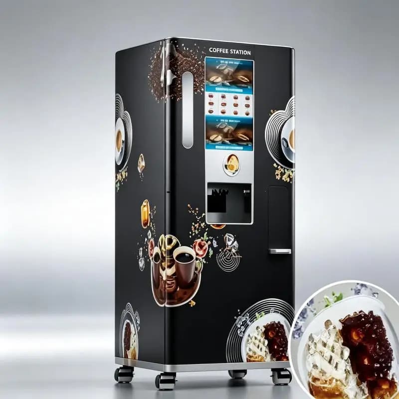 Intelligent Fresh Ground Coffee Vending Machine Commercial Bean to Cup Touchscreen Automatic Self Service