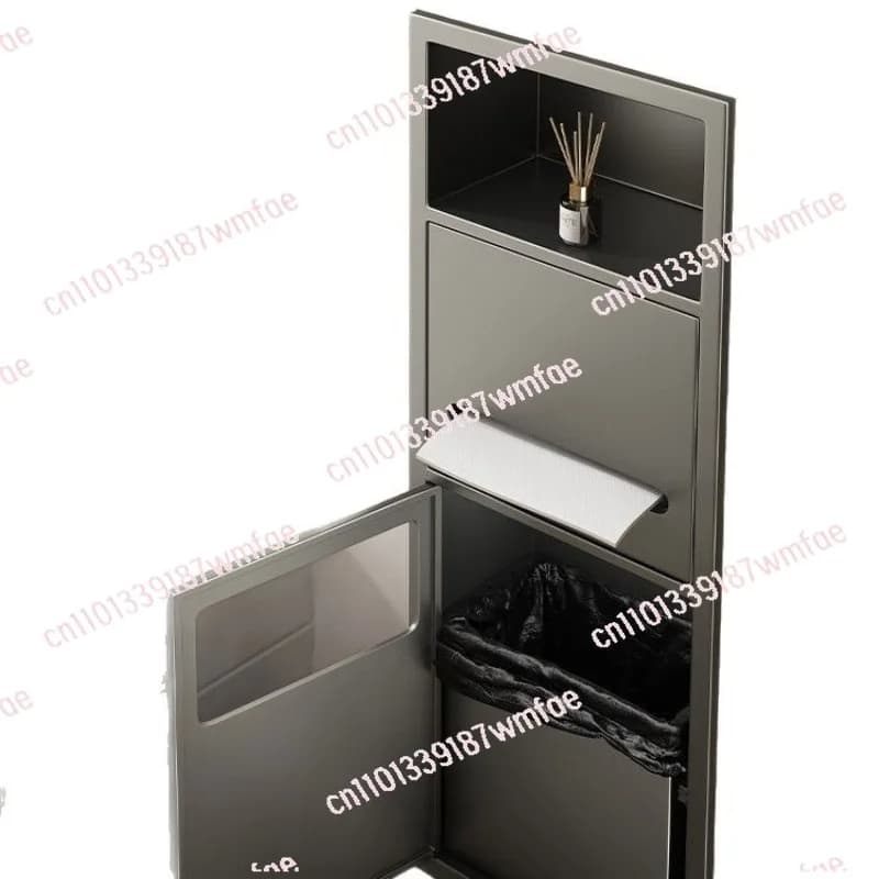 Stainless Steel Niche Bathroom Embedded Trash Can Cabinet Beautiful Decoration Finished Toilet Side Tissue Storage Rack
