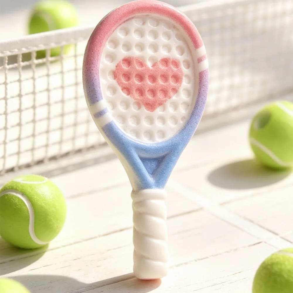 Mini Racchetta da Tennis in Resina a Righe, Accessorio Decorativo da Tavolo per Fotografia e Bambole