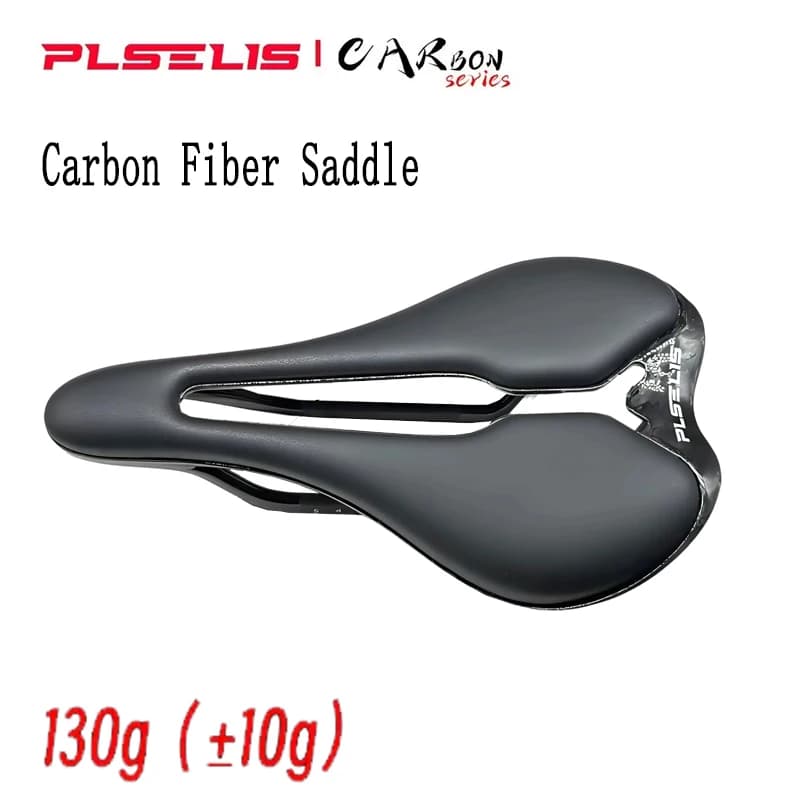 Sella per bici PLSELIS Premium in fibra di carbonio - Design ultraleggero a naso corto con cuscino in EVA cavo traspirante per bici da strada MTB