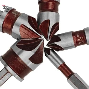 5 Pz/set 1/2 "1/4" 3/8 "3/4" 5/8 "Svasatore Punta da trapano Codolo Esagonale Mill Cutter Foro Taglierina Legno Metallo Plastica Smussatura Strumenti