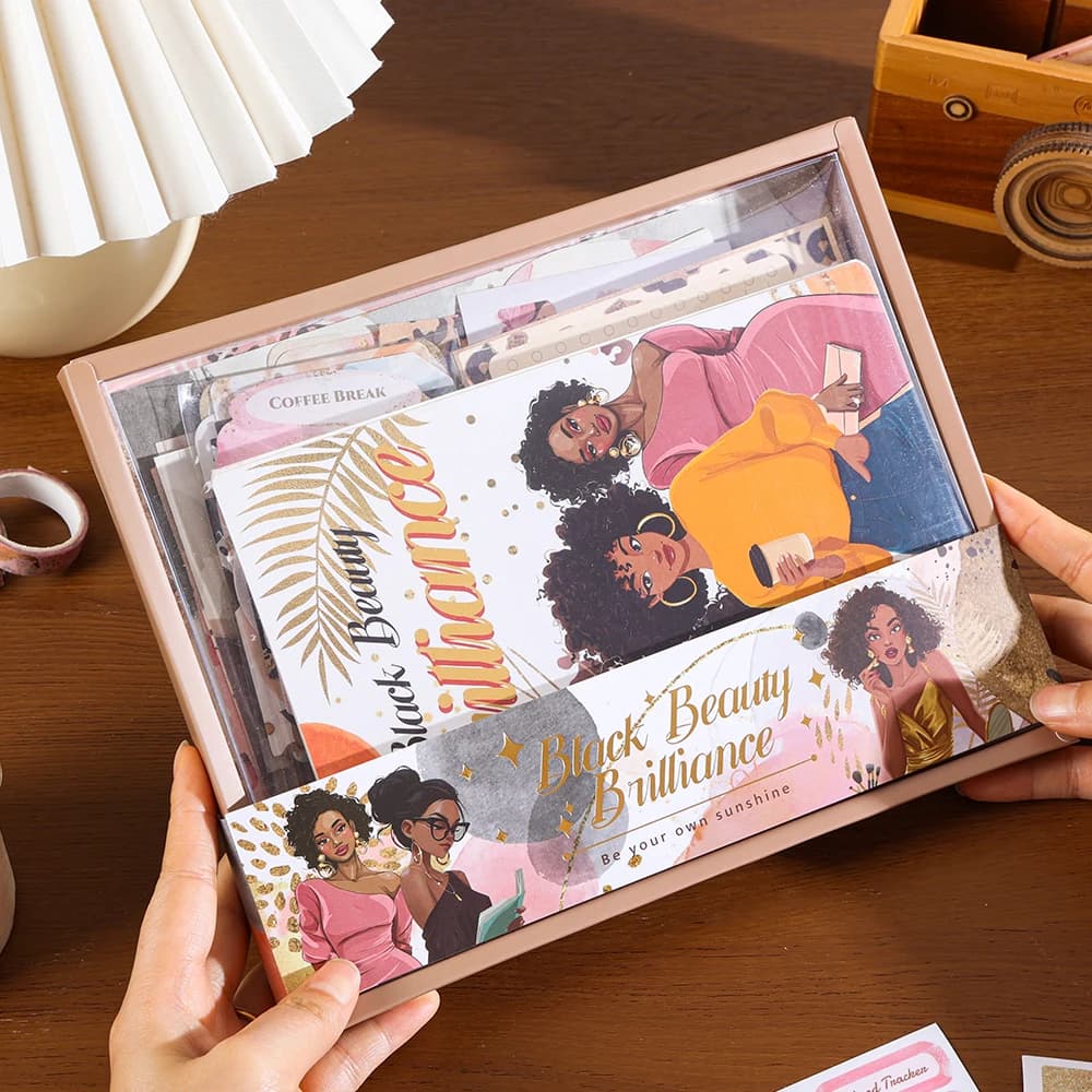 Set Regalo di Cancelleria a Tema Ragazza, Kit per Scrapbooking con Agenda, Note Adesive, Adesivi, Buste per Scrittura, Regalo di Compleanno per la Scuola