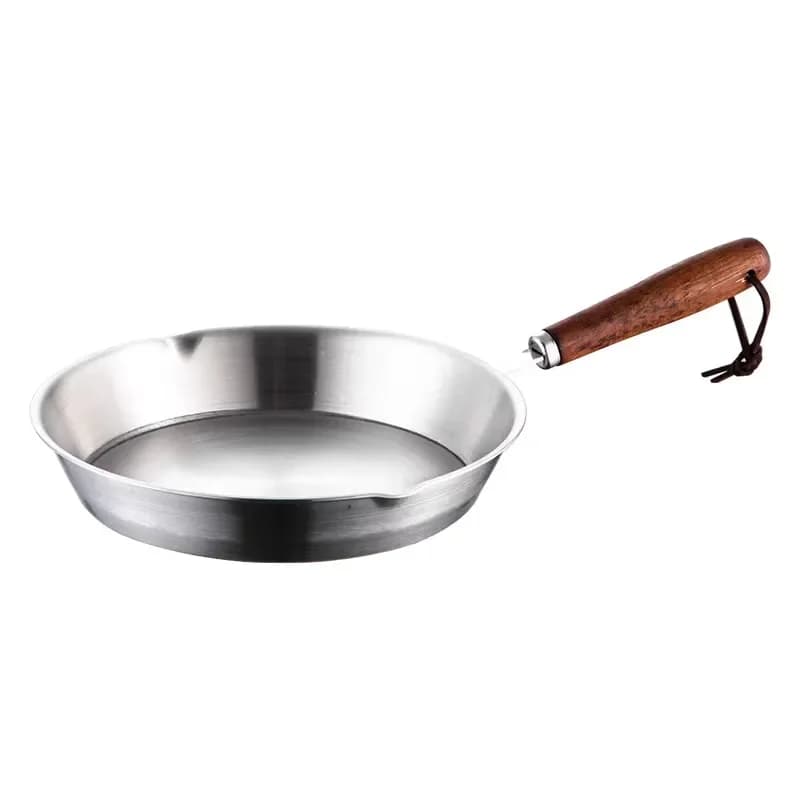 Stainless Steel Frying Pan Long Handle Kitchen Cookware Cooking Pan Non Stick Heat Resistant Durable Home Chef Essential