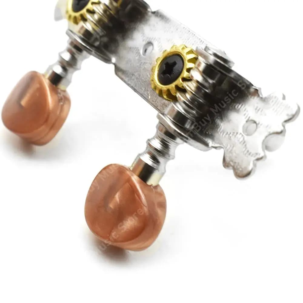 Brown 2R2L Ukulele Tuning Peg Key Tuner Machine Head Locking Strings for Ukulele Guitar Mini Guitar Accessories