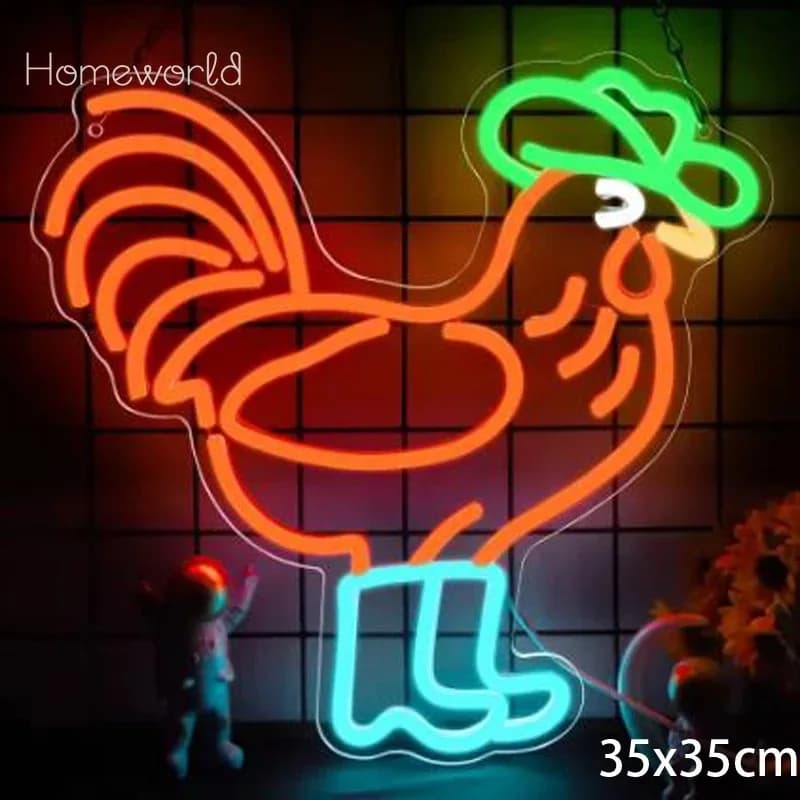 Insegna al neon con gallo da cowboy per decorazioni da parete Gallo da cowboy Insegna luminosa a LED Club Bar Decorazione da parete per camera da letto per bambini per regali di compleanno per bambini