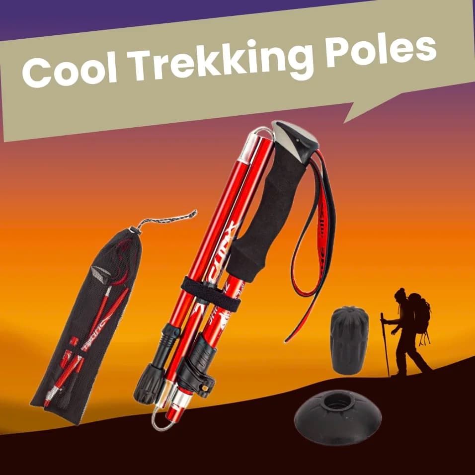 1pc Folding Ultralight Trekking Poles Adjustable Aluminum Alloy Hiking Sticks Outdoor Camping Mountaineering Equipment