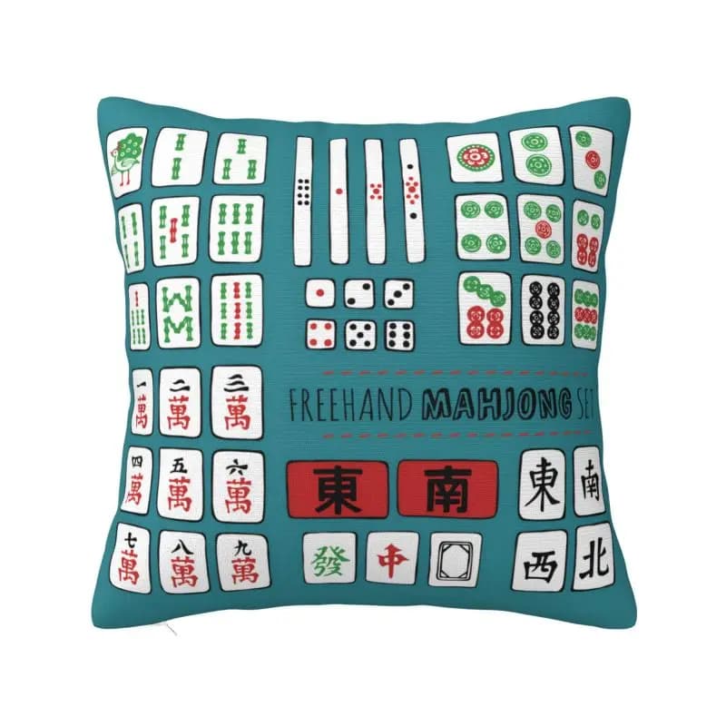 Fodera per cuscino moderna Mahjong Tile Game Pattern 40 * 40 cm Federa per cuscino in velluto Decorazioni per la casa Federa per sedia per divano