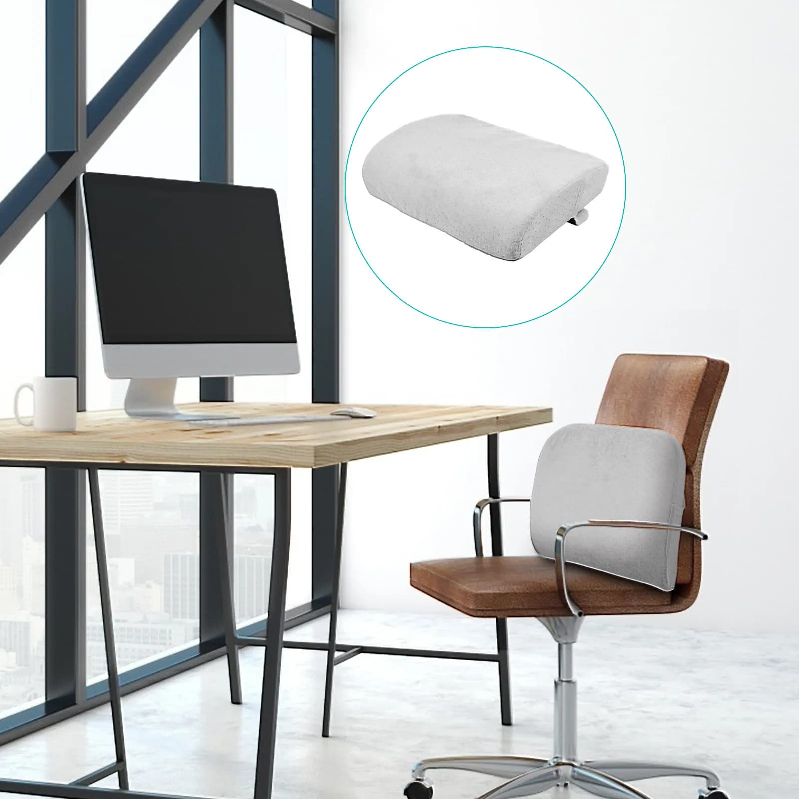 Cuscino di Supporto Lombare in Memory Foam, Ergonomico ed Ecologico, per Leggere, Guardare la TV e il Comfort Seduto