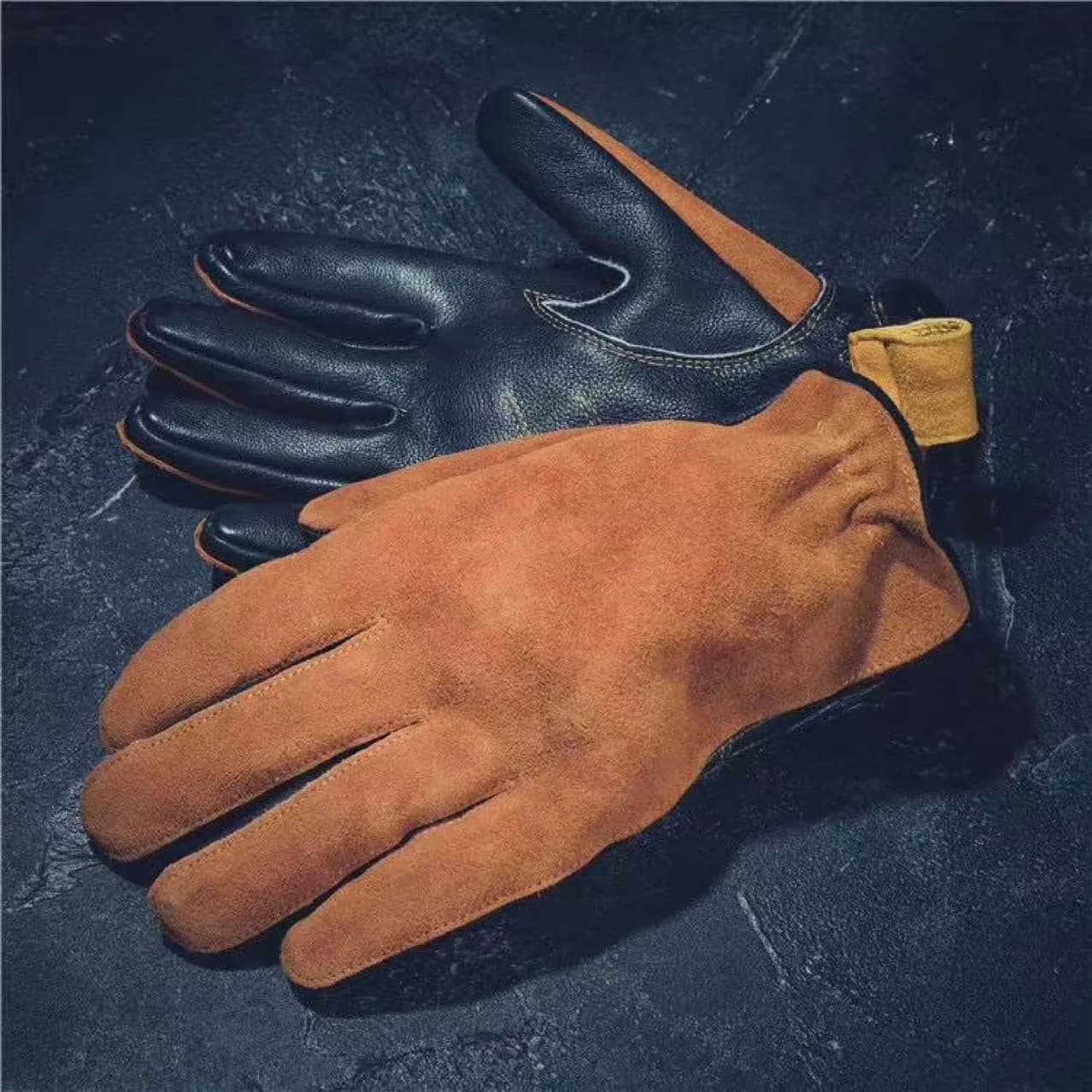 Guanti da equitazione in vera pelle uomo donna guanti sportivi neutri antiscivolo Touch Screen Hombre Retro camoscio marrone Guantes Para Motos
