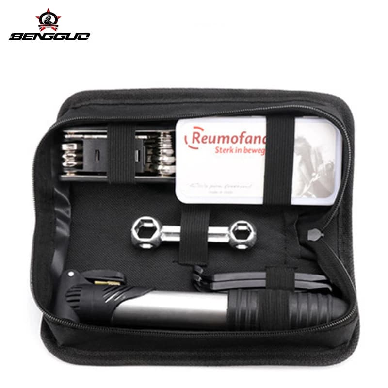 Kit di Riparazione Biciclette con Kit di Riparazione Pneumatici e Pompa, Set Multiuso Portatile per Bici da Montagna/Strada