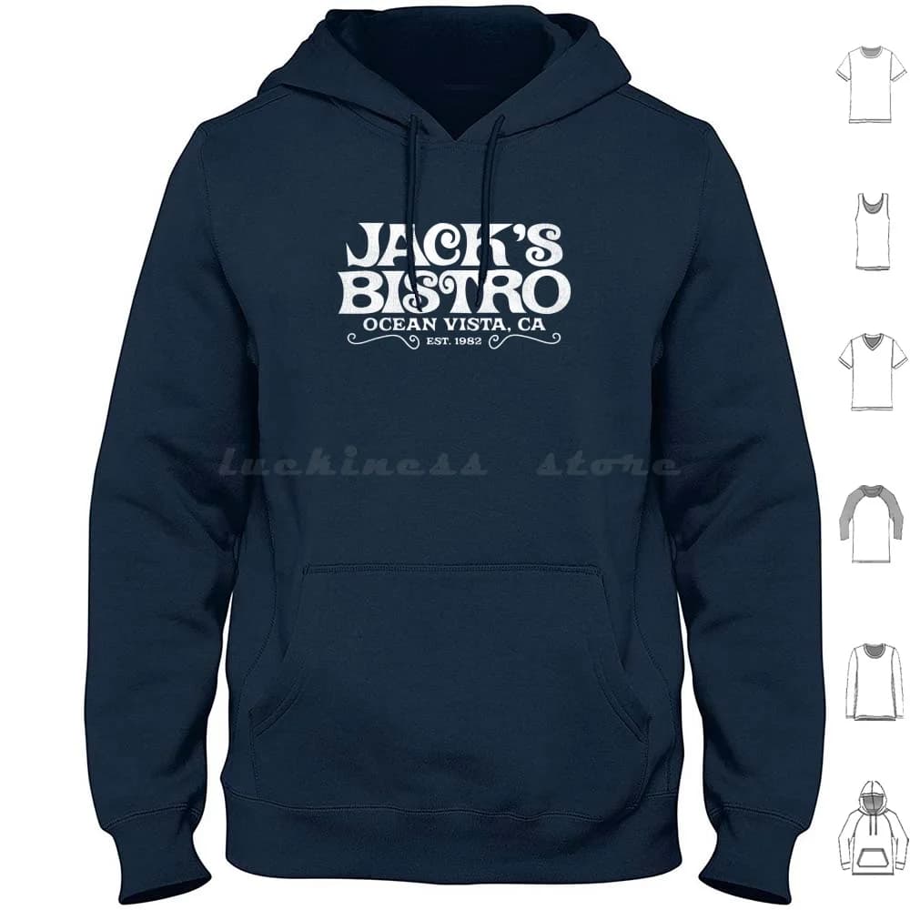 Jack's Bistro / Three's Company Felpa con cappuccio in cotone a maniche lunghe Three Company Anni '70 Anni '70 Pop Culture Anni '70 Tv Anni '80 Tv