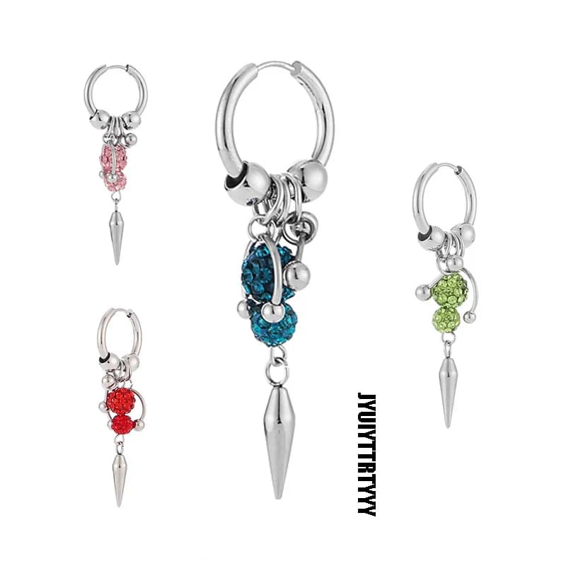1 paio di orecchini a cerchio con borchie a punta punk per donna e uomo, in acciaio inossidabile, orecchini pendenti gotici, gioielli hip hop, accessori Y2K