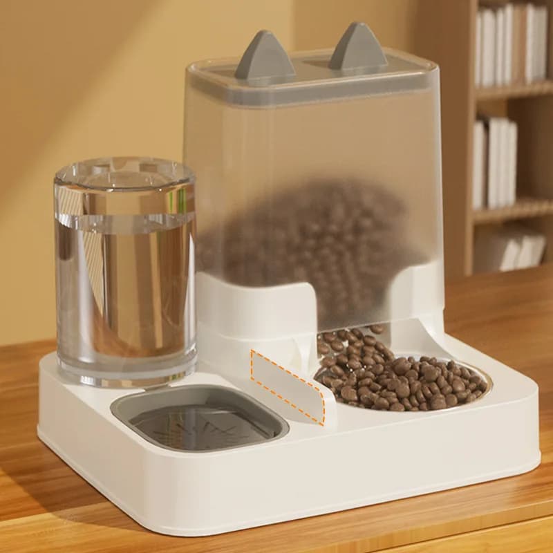 Dispenser Automatico 2-in-1 in Ceramica per Cibo e Acqua per Animali Domestici, Stazione Doppia Ciotola per Cibo e Acqua per Cani e Gatti, Set Ciotole Antiscivolo Facili da Pulire