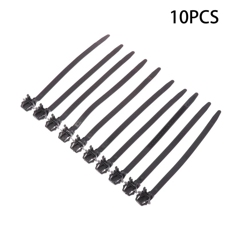 Black Color Vehicle Fasteners-10PC Nylon Plastic Cable Tie and Retainer for Car and Motorcycle Wiring Harness.